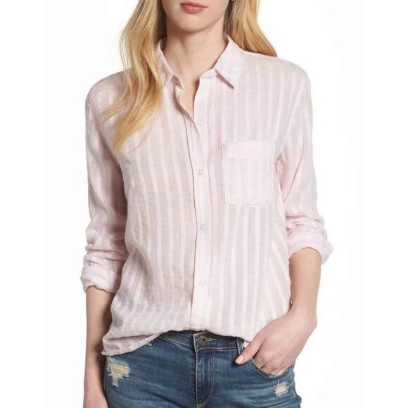 Rails Charli Cotton Gauze Top Blush Shadow Stripe Small - Picture 1 of 6